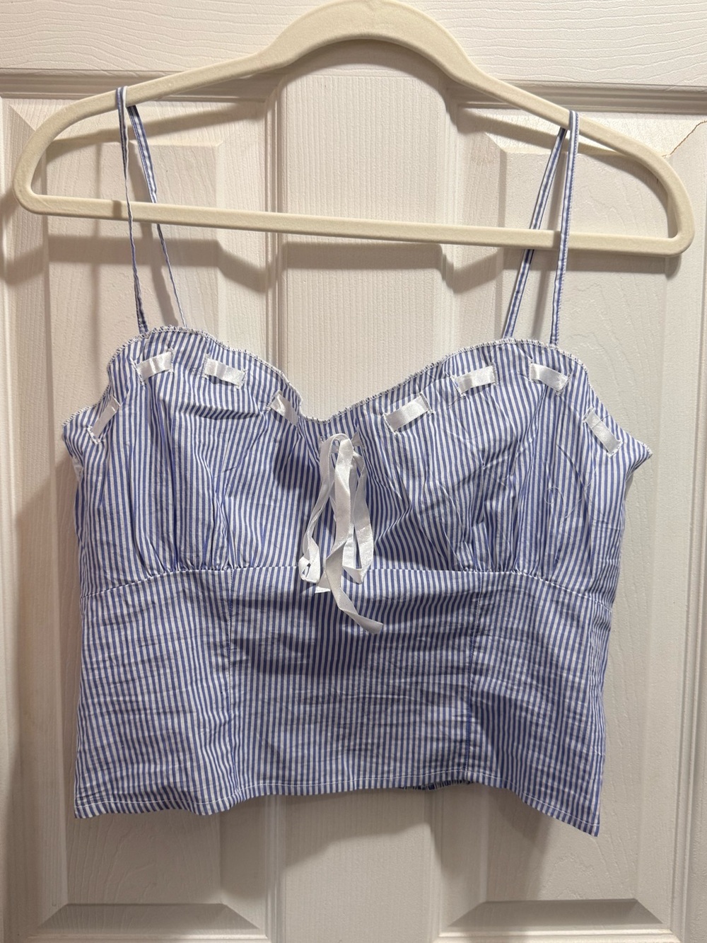 Aerie blue-and-white pinstripe corset cami